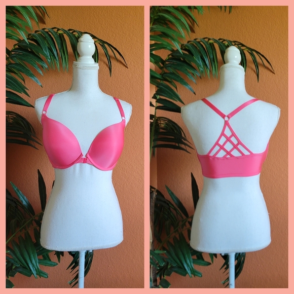 NWT New With Tags Victoria's Secret VS Push Up Bra Front Close Strappy Back Pink - Picture 1 of 7